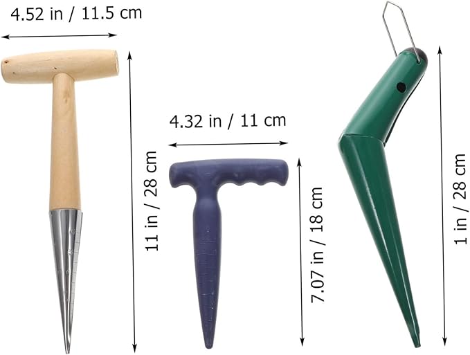 1set Garden Dibber Tool Ergonomic Hand Planter with Handle Soil Puncher for Easy Hole Digging for Planting Nurseries Gardens and Potted Plants
