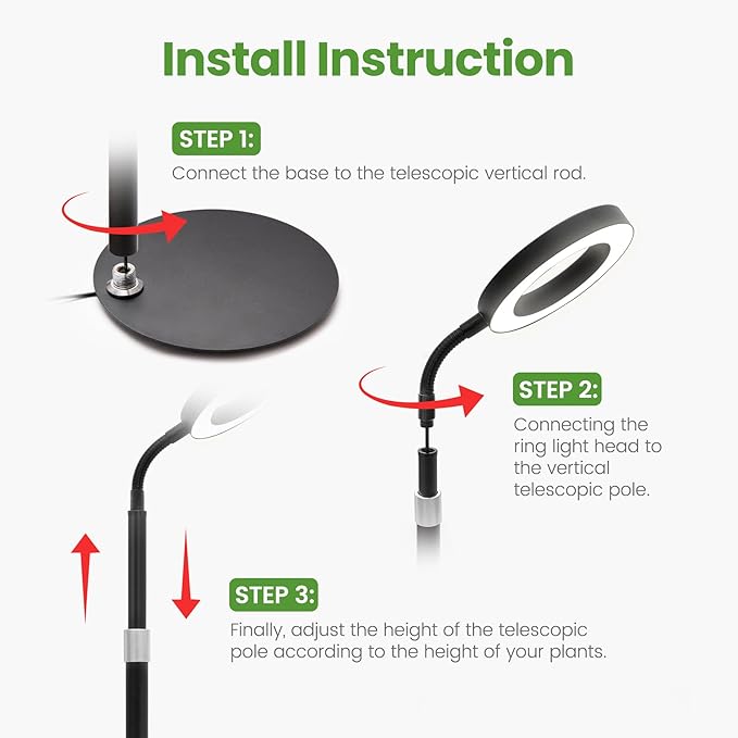 Grow Lights for Indoor Plants20W 169 LED Full Spectrum with Timer Hanging Plant Growing Light with Dimmable On/Off Switch16.8in Height Standing Vertical Lamp for Seed Starting Growth