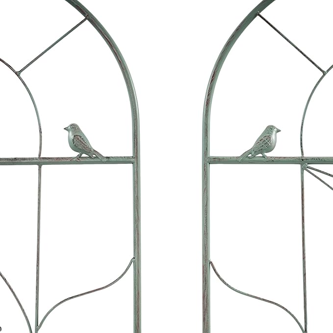 2 PCS Garden Trellises Iron Garden Trellis Green Iron Garden Trellis for Climbing Plants Sturdy and Weather-Resistant Vertical Trellis for Yard Patio Lawn (Green)