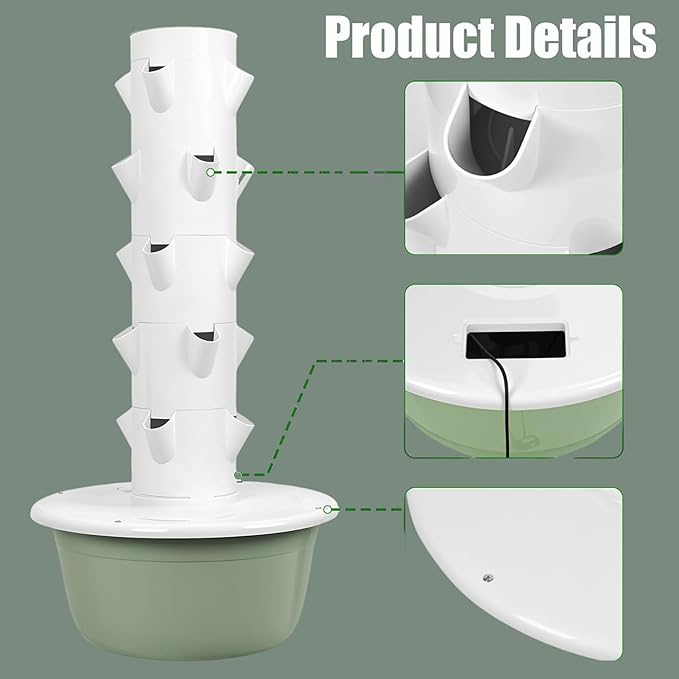 hydroponics Growing System kit Vertical hydroponics Growing System kit aeroponic Tower Garden hydroponic aquaponics aeroponics Towers Plant for Vegetables (Green 9Layers)