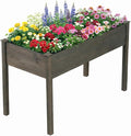 Giantex Wooden Raised Garden Bed Solid Pine Wood Planter Box w/Legs Drainage Holes Black Liner Outdoor Indoor Elevated Planter Box Stand for Patio Garden Lawn Greenhouse 47 x 23 x 30