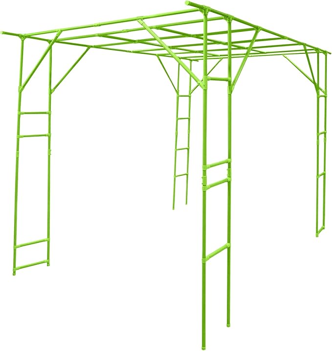 118'' L x 78.5'' W x 90.5'' H Large Outdoor Garden Arch Trellis for Climbing Plants Grape Arbor Rack Pergola Plastic-Coated Steel Cane Frame for Courtyard and Garden Decoration of Pavilions (Green)