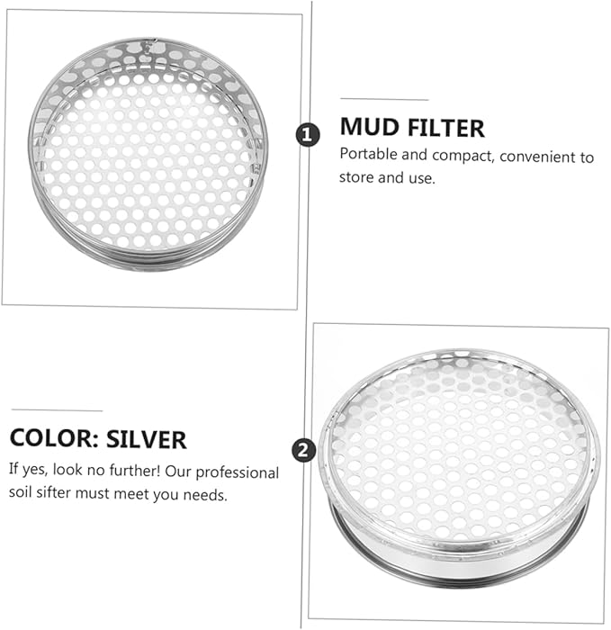 Manual Soil Sieve Uniform Mesh 2pcs Stainless Steel Sieves for Gardening Easy to Clean
