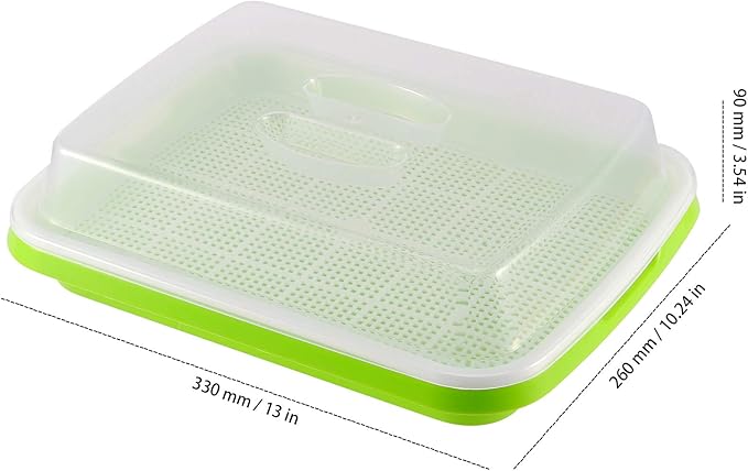 8 Pack Seed Sprouter Tray BPA Free Big Capacity Seed Germination Tray Healthy Wheatgrass Seeds Grower with Lid for Growing Bean Sprouts Cat Grass Wheat Grass Mung Beans