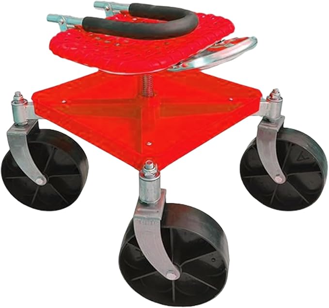 Garden Stool with Wheels Sitting Height Flexibility Galvanized Steel Pipes Rolling Garden Work Seat Swivel Gardening Stool Smooth Caster Wheels for Pruning Plant Transplanting Branch Trimming