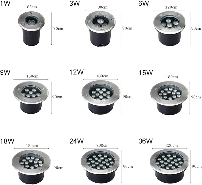 Low Voltage Landscape Lights Outdoor Underground Light AC12/24V Embedded Round Landscape Lamp IP66 Waterproof for Garden Path Piazza Stairs Spotlights(Warm White24W-AC24V)