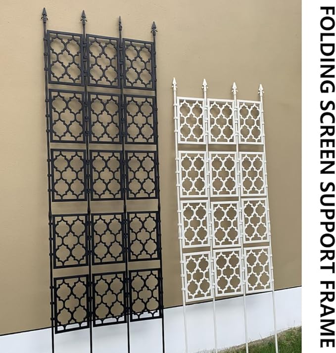 Vertical Plant Climbing Support Garden Trellis with Privacy Screen Outdoor Plastic-Coated Steel Pipe Grid Screen Shelf for Climbing Plants VinesBlack85 * 150cm