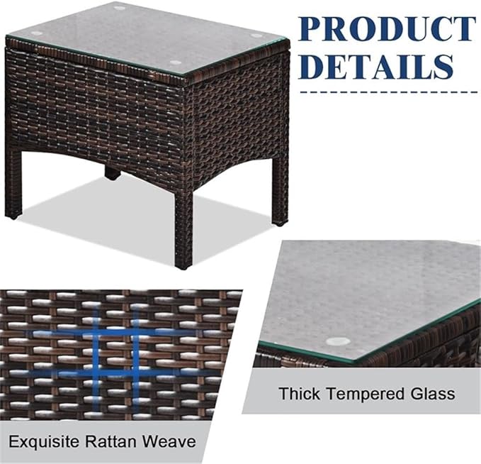 Pemberly Row 3-Piece 26'' Rattan Conversation Set Outdoor Seating Ensemble Built for Casual Comfort and Interaction Black