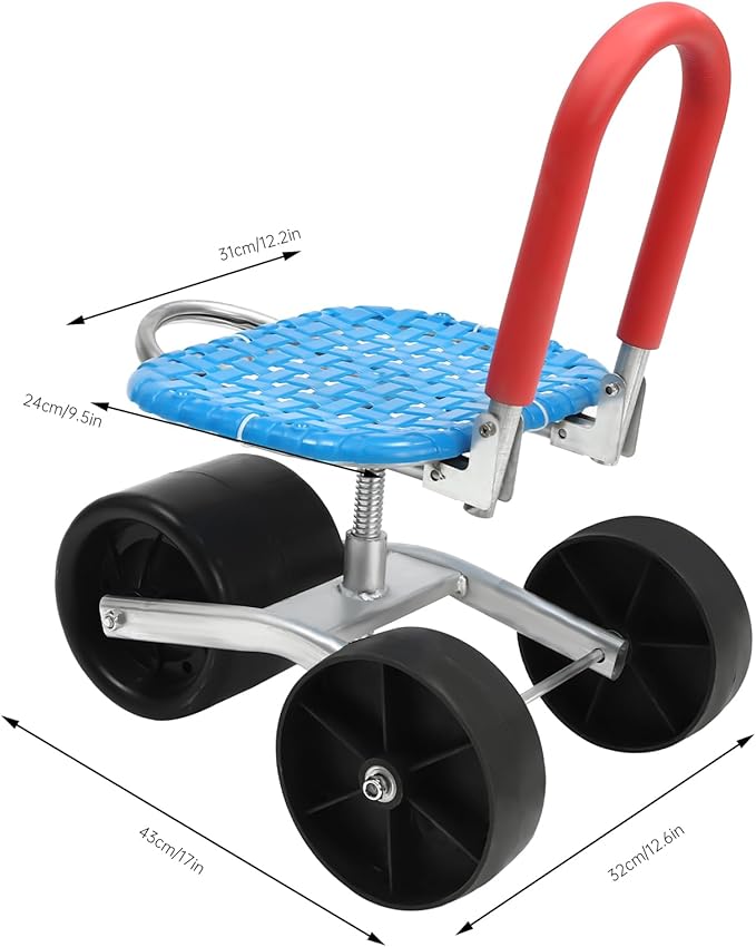 Garden Cart Rolling Workseat with Wheels Gardening Stool for Planting 360 Degree Swivel SeatAdjustable Seats Height and Direction Gardening Helper 330.69lbs/150kg/ Bearing Capacity