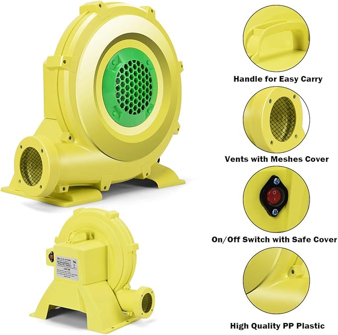 Costzon Air Blower 1.0HP Blower for Bounce House 735W Pump Fan Commercial Inflatable Bouncer Blower Perfect for Inflatable Bounce House Jumper Bouncy Castle Air Blower for Inflatables