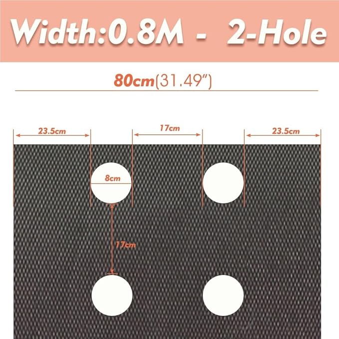 1pc Ground Cover Weed Control Film with Holes Agricultural Greenhouse Fabric Mulch for Strawberries(0.8M*10M*2)
