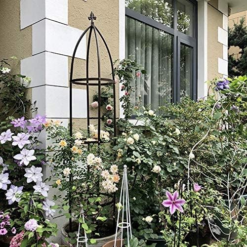 Garden Trellis for Climbing Outdoor Plants Obelisk Trellises Garden Tower 6.3 Feet Tall Bronze