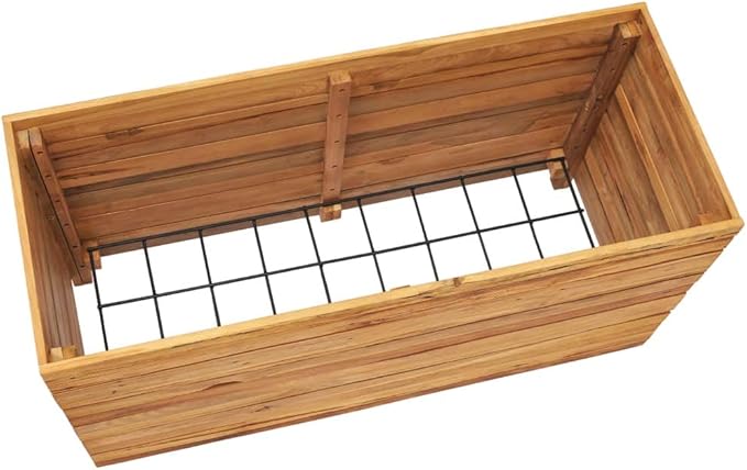 Raised Garden Bed Wooden Raised Bed Raised Garden Planter Box for Vegetables Flower Herb Gardening 39.4 x 15.7 x 21.7 Recycled Teak and Steel