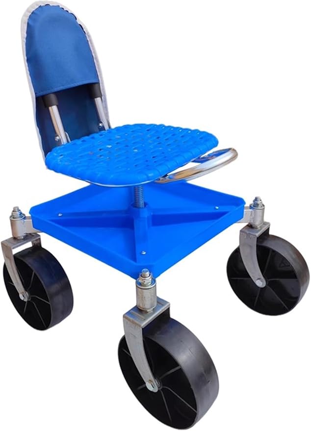 Rolling Garden Work SeatRolling Garden SeatGardenning Cart with SeatGarden Workseat with Adjustable Swivel Seat Backrest Tool Kit(Blue)