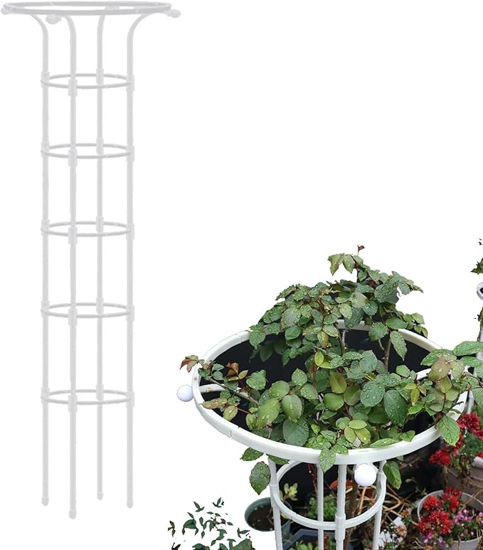 Garden Obelisk Heighten Metal Garden Trellis Potted Plant Climbing Support for Indoor Outdoor Flowers Vine TomatoesWhite90 cm
