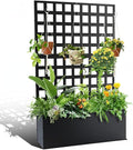 CuisinSmart Metal Raised Garden Bed with Trellis 70.87x46.46x11.81 Planter Box for Climbing Plants Vegetables &amp Vines Features Drainage Holes and Privacy Screen