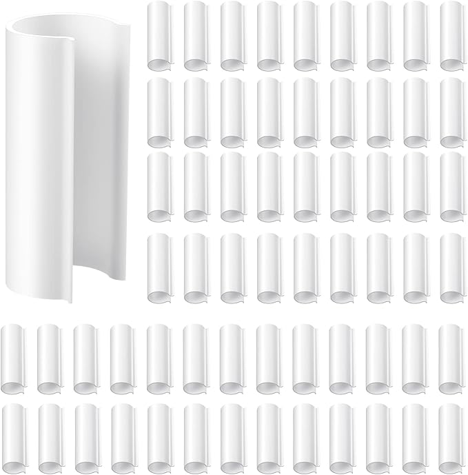 Jetec 128 Pieces PVC Pipe Clips Covers 2.4 Inches Long Greenhouse Clamps for Netting for Greenhouses Garden Shelters Bird Protection(For 3/4 Inch PVC PipeWhite)