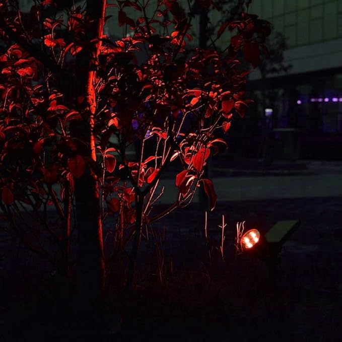 Solar Spotlights 4LED Solar Landscape Spotlights Solar Landscape Lights Waterproof 2-in-1 Multi Use Outdoor Wall Lights (Red)