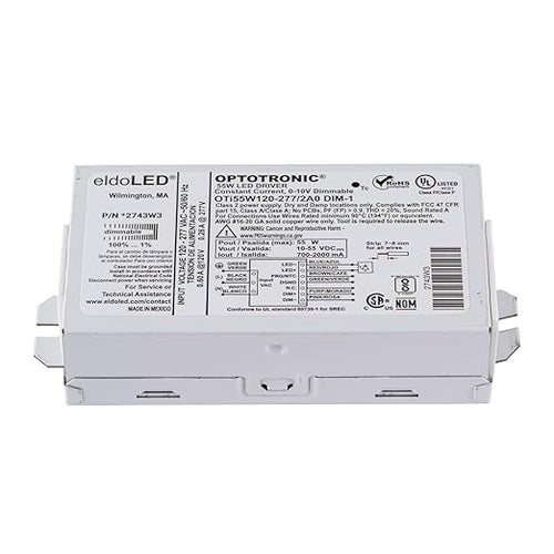 *2743W3 OPTOTRONIC 55W Constant Current 0-10V Dimmable LED Driver Programmable Compact OTi55W/120-277/2A0/DIM-1 - Replacement/Compatible with Osram 57355