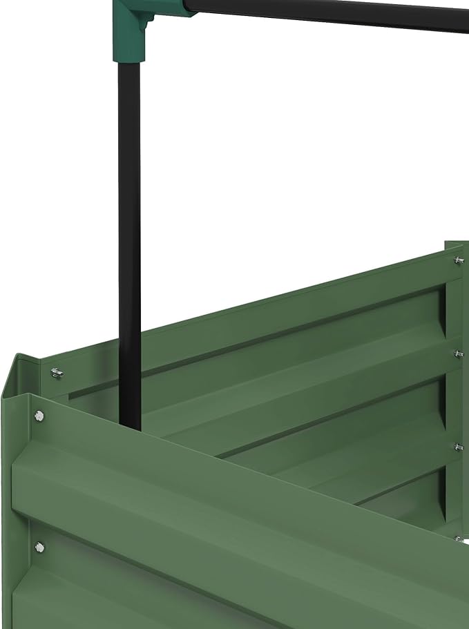 24x24x11.75 Durable Galvanized Planter Box with Tomato Cage Addition Rich Green Tone Suitable for Raised Garden Applications