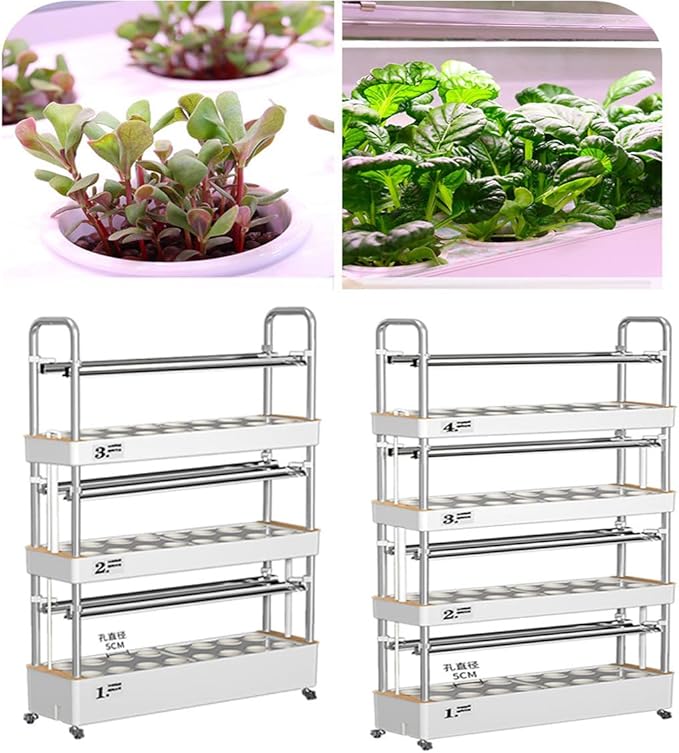 48/64 /90/120 Holes Indoor Garden Hydroponics Growing System Plant Herb Garden Plant Germination Kit with LED Light for Home Vegetables FruitsClayPebbles-48holes