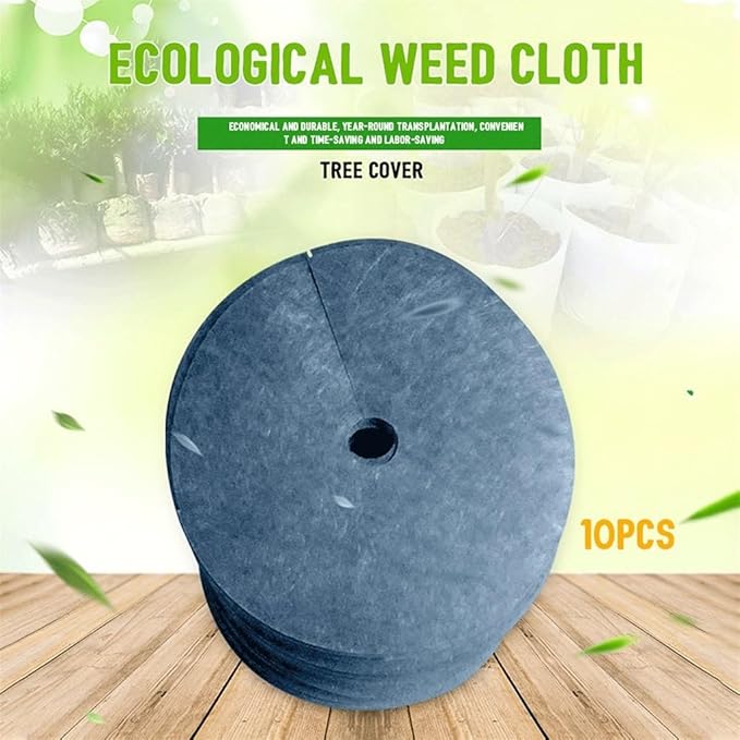 10pcs Moisturizing Mulch Weed Control Fabric for Tree Outdoor Garden Degradable Barrier Mat Non Woven Block Round Ground Cover (Size : 25x3cm)