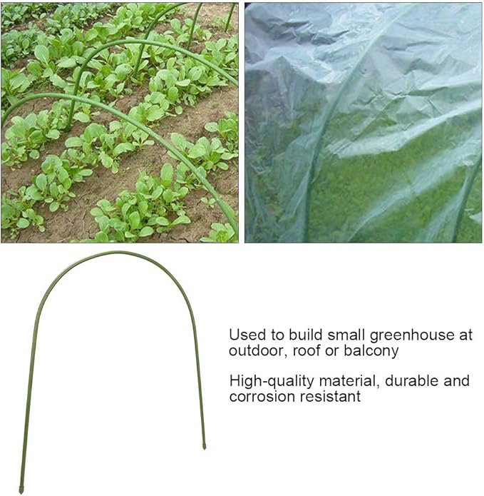 Pack of 6 Plastic Coated Steel Pipe Greenhouse Hoop Arch Shape Support Frame Garden Accessories