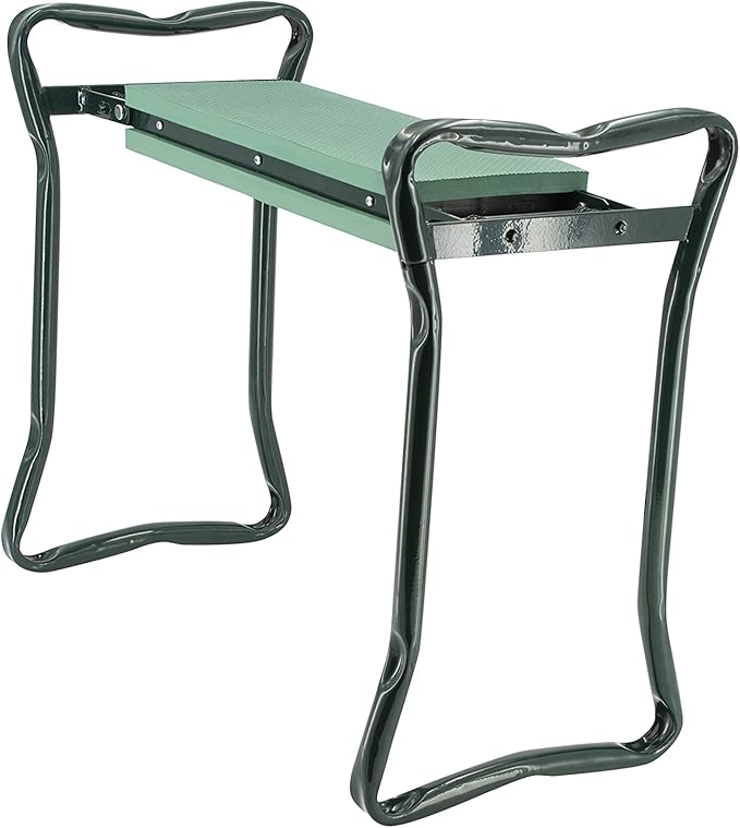 Garden Kneeler and Seat Foldable Stool with Foam Pad Sturdy and Lightweight Bench Green