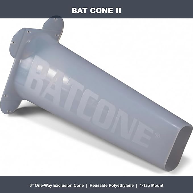 WCS Bat Cone II One-Way Bat Excluder - 6 Reusable Polyethylene Exit Cone for Attics Soffits &amp Rooflines - Humane Bat Removal Bats Exit But Cannot Return - Professional Wildlife Control