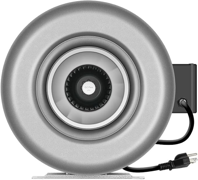 iPower 8 Inch 750 CFM Inline Duct Ventilation HVAC Exhaust Blower for Grow Tent Grounded Power Cord 8 Fan