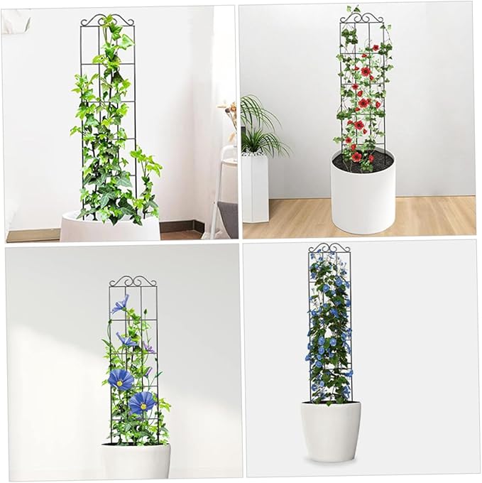 Uonlytech 4pcs Metal Garden Trellis Plant Support Stakes Climbing Vine Frame for Indoor Outdoor Potted Plants 50x15cm Black Climbing Houseplant Stem Supports