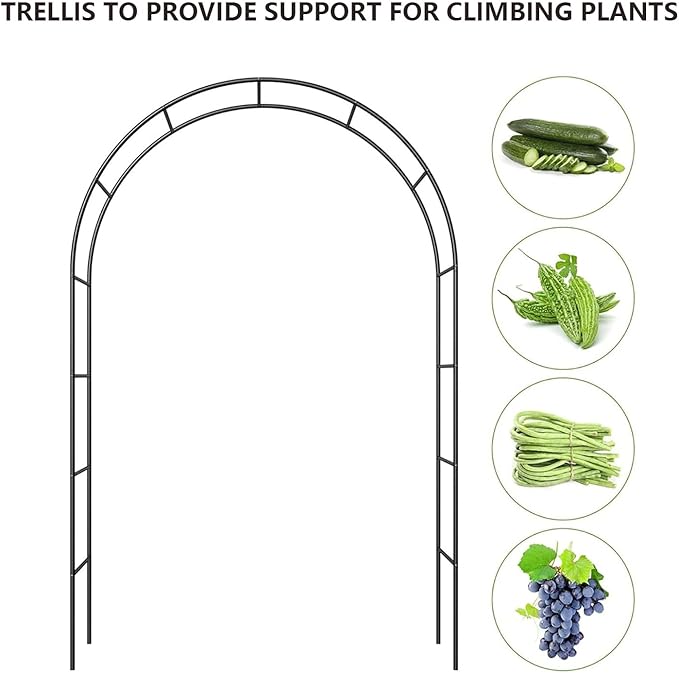 Garden Trellis Arch Garden Arch Wedding Arch Outdoor Steel Arbor Arch Backdrop Stand for Vines Flowers Vegetables Fruits Flowers Easy Assembly 2 Sizes Perfect for Weddings (Color : White)