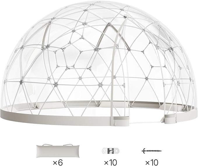 VEVOR Garden Dome Tent 9.5 x 5.7 ft Outdoor Clear Bubble Tent for 2-4 Person Weatherproof Geodesic Dome Greenhouse with Window PVC Transparent Tents for Backyard Patios Camping Party Wedding