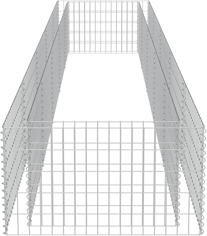 Galvanized Steel Gabion Planter Raised Bed Outdoor Garden Galvanized Steel Wire Mesh Grid Stone Wall Flower Raised Bed for Vegetables Flowers Plants 177.2x35.4x19.7