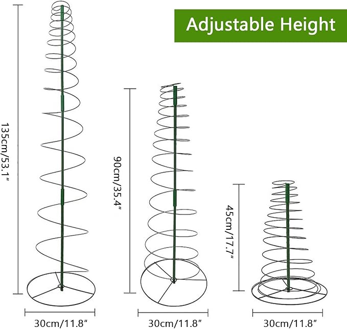 2 Sets Spiral Plant Support Stakes Indoor Outdoor Adjustable Metal Garden Trellis for Climbing Plants Support for Potted Vegetables Flowers Peas
