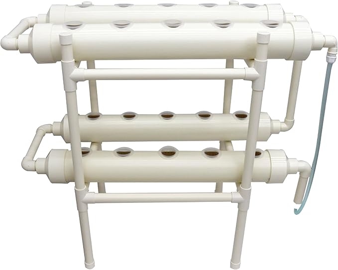 Hydroponic Grow Kit 20 Plant Sites Vegetables Hydroponics Growing System Food-Grade PVC-U Pipes for Fruits Vegetables Herb White(4.3'' Dia Pipes 4 Pipes 2 Layers)