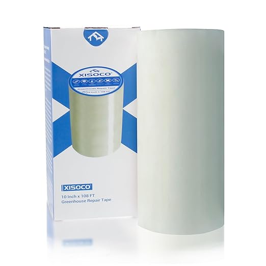10Inch x 108FT Greenhouse Repair Tape Greenhouse Tape Heavy Duty Waterproof UV-Resistant Tent Clear Repair Tape Greenhouse Plastic Sheeting Coverings Film Tape for Sealing and Seaming