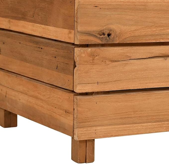 vidaXL Planter Flower Box - Recycled Teak Raised Bed with Adjustable Steel Rack for Patio/Garden