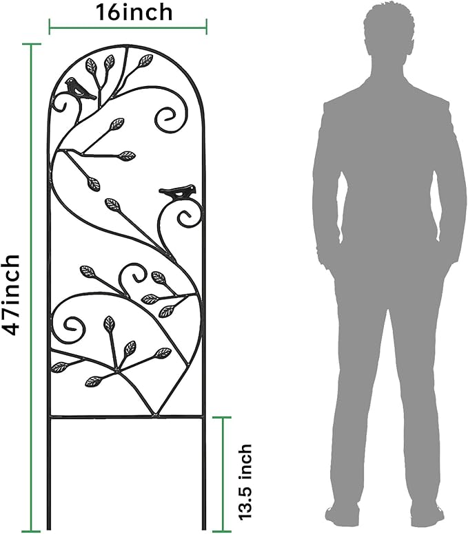 AMAGABELI GARDEN &amp HOME 2 Pack Garden Trellis for Climbing Plants 47 x 16 Black Iron Potted Support Vines Metal Wire Plant Trellis for Climbing Vegetables Flower Patio Roses Cucumbers Supports