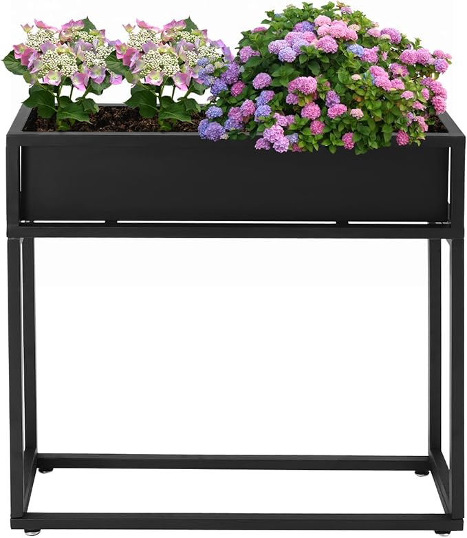 Elevated Planter Box Raised Garden Bed for Herbs and Flowers 28in Tall Rectangular Planter for Backyard Gardening Freestanding Plant Stand Raised Garden Planter for Indoor Outdoor Using