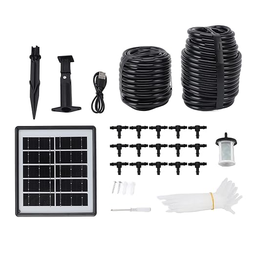 Automatic Drip Irrigation Kits Solar Powered Easy to Get Water Garden Irrigation Kit Multipurpose Greenhouse Kit for Balconies Patios Greenhouses Gardens
