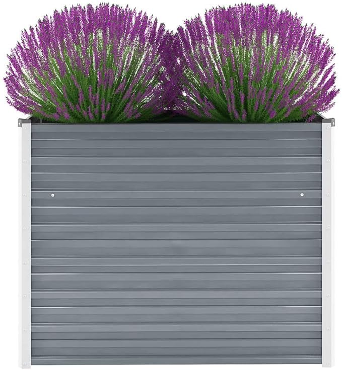 Galvanized Steel Raised Garden Bed 39.4 x 15.7 x 30.3 in Grey Rectangular Metal Planter Box with Open Bottom for Balcony Patio Backyard Elevated Flower Vegetable Outdoor Planting