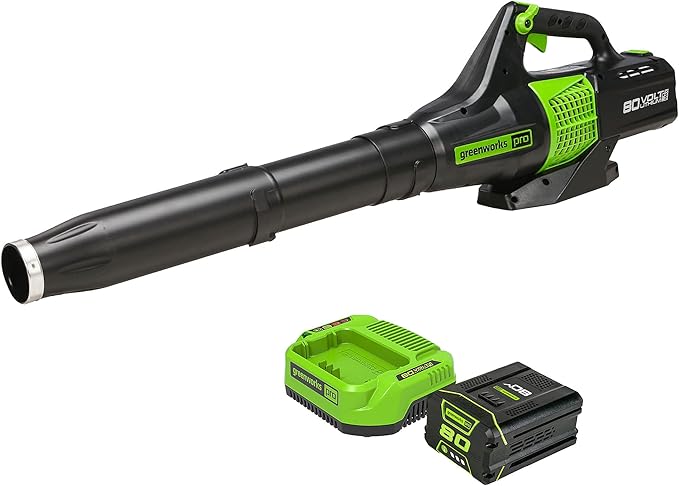 Greenworks 80V (150 MPH / 500 CFM / 75+ Compatible Tools) Cordless Axial Leaf Blower 2.0Ah Battery and Charger Included