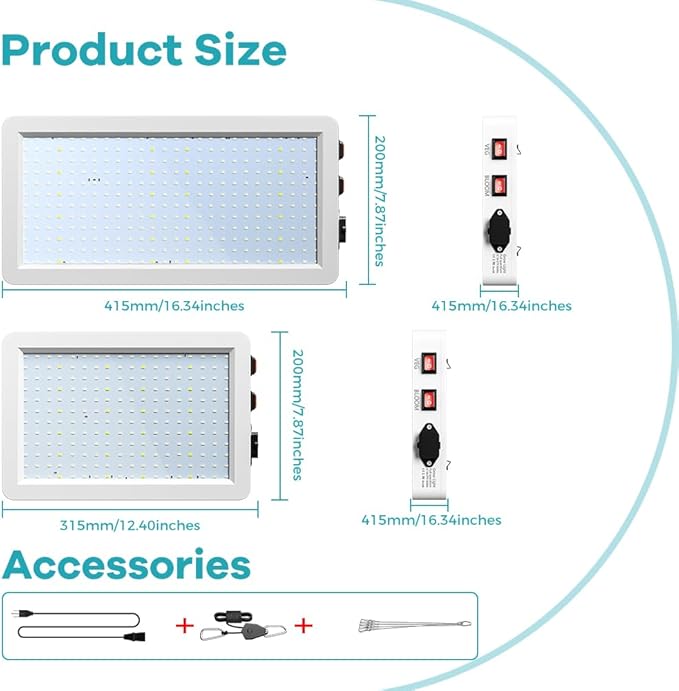 2PCS 500W LED Growing Light Full Spectrum Natural Sunlight With UV &amp IR To Meet Plants' Needs From Seedling To Flowering Veg And Bloom Modes For Different Stages Greenhouses Hydroponics Potted Pla