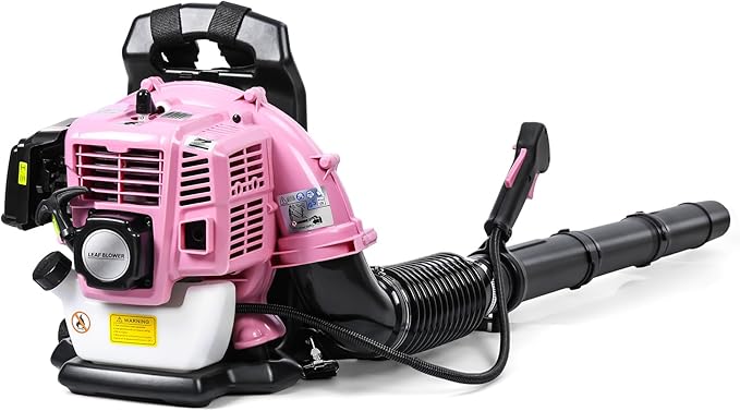Backpack Leaf Blower 52CC 2-Stroke Gas Powered Leaf Blower 550CFM 1.25KW Air-Cooled Power Blower Snow Blower for Lawn Care Yard Dust Debris (Pink)