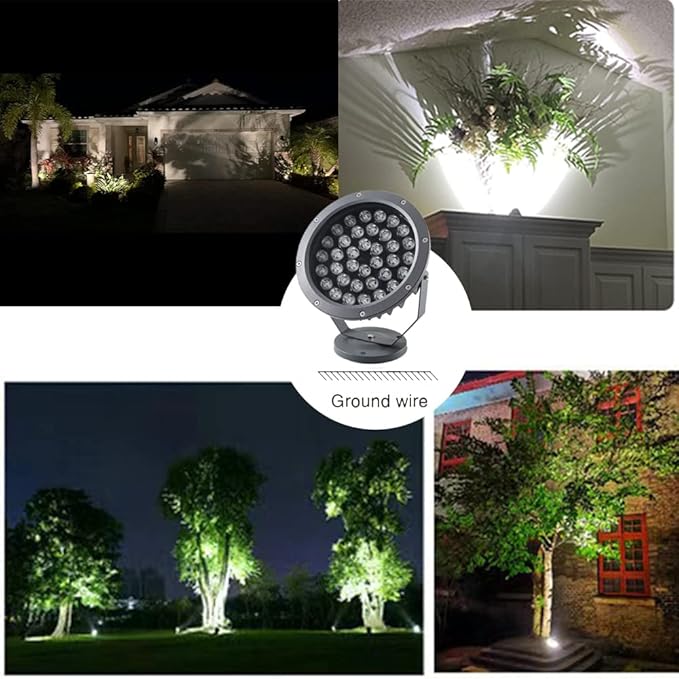 Outdoor LED Spotlight Waterproof Bright Outdoor Landscape Automatic Timer Mini Lawn Lamp 36W Graden Lights Lawn Accent Lighting with Plug Courtyard Flag Light Plants Backdrop Cool White