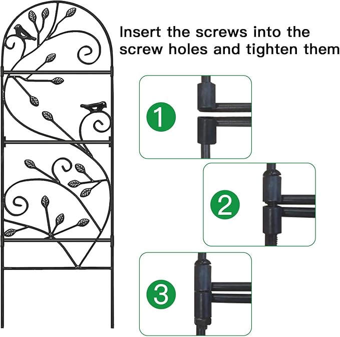 Amagabeli 4 Pack Garden Trellis for Climbing Plants Outdoor 46 x 15 Rose Wrought Iron Trellis for Vine Vegetable Flower Ivy Cucumber Decorative Trellis Black