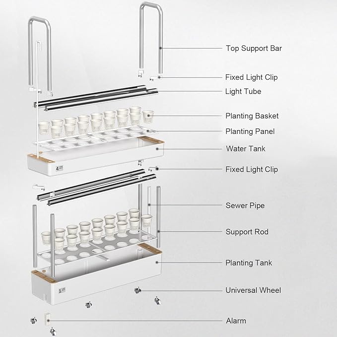 Indoor Garden Hydroponic Growing System3/4 Tier Hydroponics Tower SetHydroponic PlanterPlant Vertical HydroponicsSuitable for Planting Leafy VegetablesStem Vegetables 90holes