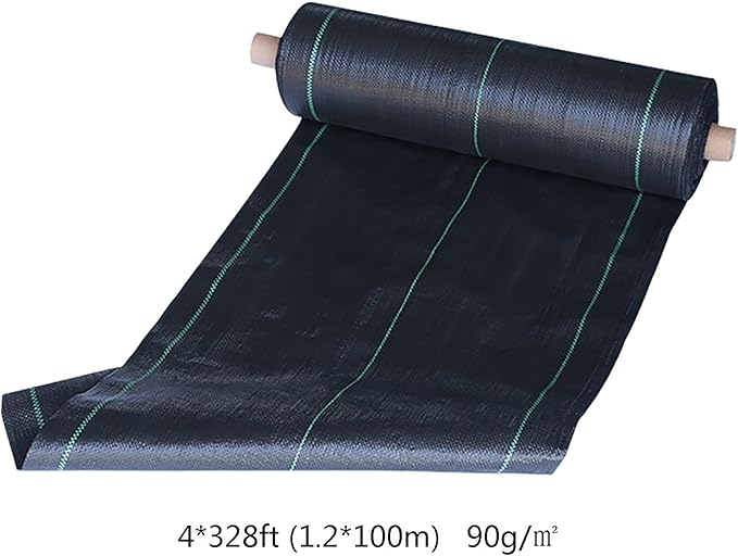 Weed Control Membrane UV Stabilised Weed Barrier Fabric Ground Cover Membrane High Tensile Strength Weed Matting for Artificial Grass Patios Paths Flower Beds(1.2 * 100m)