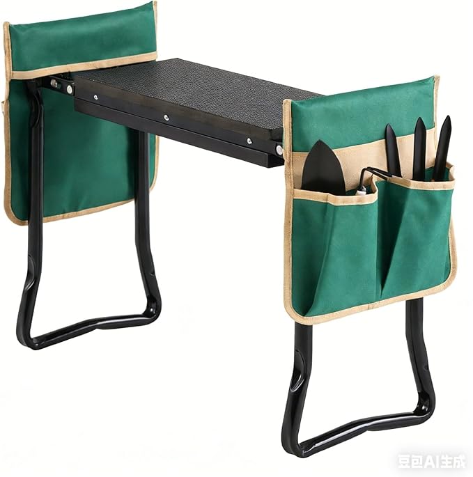 Garden Kneeler and Seat Folding Garden Stool with Thick EVA Pad Heavy Duty Garden Bench with Tool Pouches for Gardening Yard Work